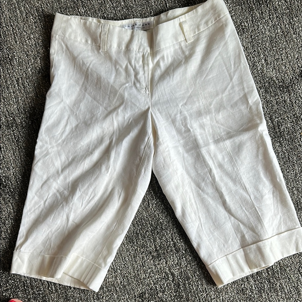 Trina Turk White Bermuda Shorts Knee-Length Cotton